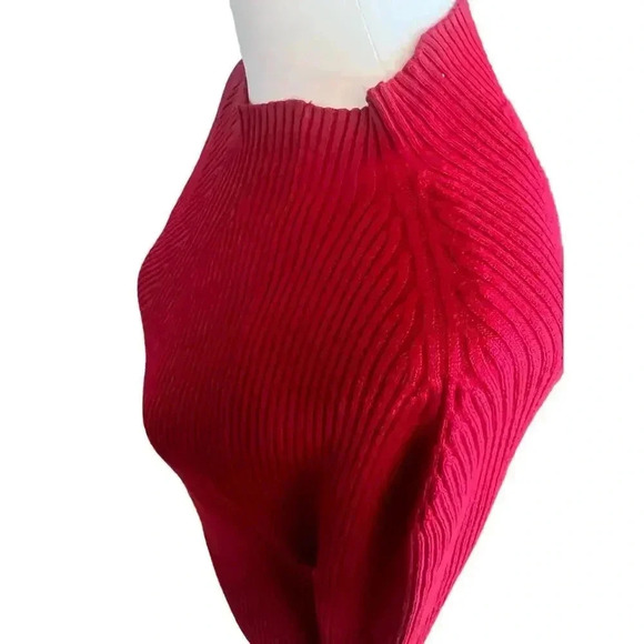 JOSEPH A womens red mock turtleneck womens fitted tight knit sweater size large - Picture 4 of 8